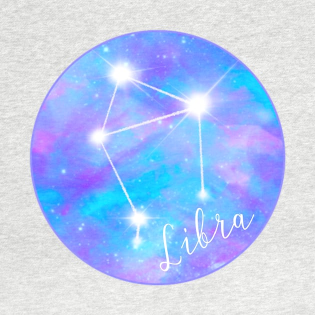 Libra zodiac sign test. Constellation on galaxy background by Orangerinka